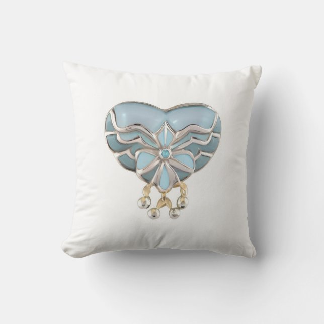 Coussin Bijou de coeur d'or en argent Aquamarine (Recto)