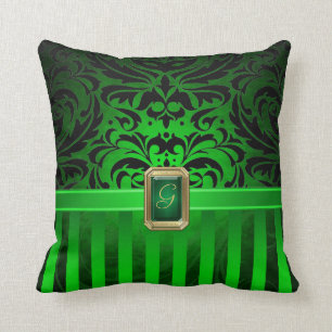 Coussin Bijou noir royal de Faux de filet de vert de