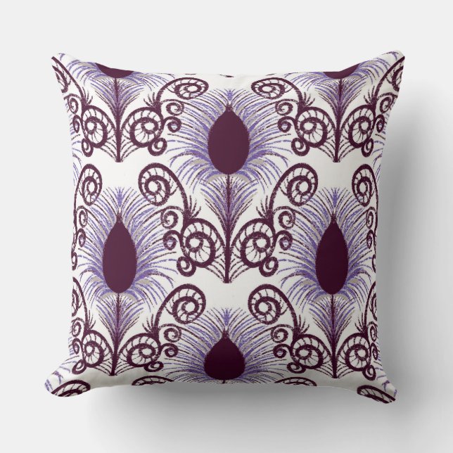 Coussin Bijou violet Boho Tone Peacock Feather (Recto)