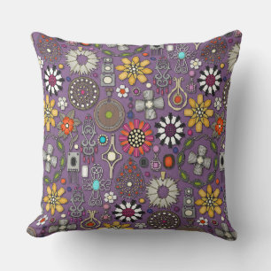 Coussin bijoux boho trésors lilas
