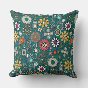 Coussin bijoux boho trésors viridian vert