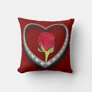 Coussin Bijoux en argent Saint-Valentin Coeur avec Rose ro