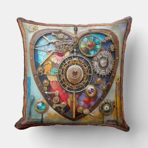 Coussin Bijoux et cœur de verre teinté Série Steampunk