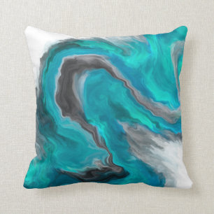 Coussin Bijoux gris-cyan Tonage d'art fluide Peinture