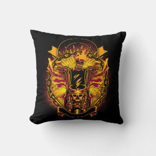 Coussin Biker Skeleton Evil Fire Motorbike