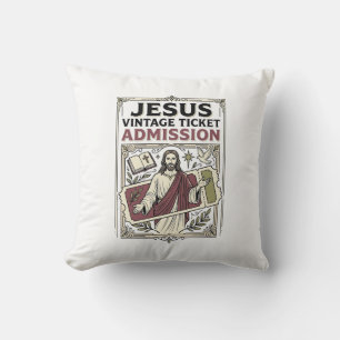 Coussin Billet d'admission vintage Jésus Billet d'admissio