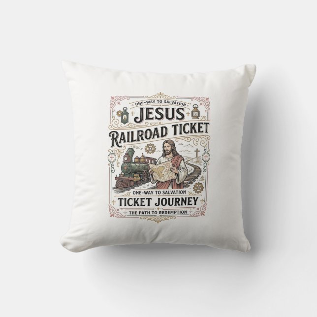 Coussin Billet de train Jésus Voyage Billet de train Jésus (Recto)