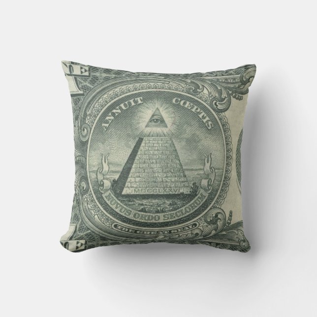 Coussin Billet d'un dollar Yall dollar d'Annuit Cœptis (Recto)