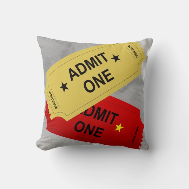 Coussin Billets Admit One Rouge et Jaune Conception de Hom (Recto)