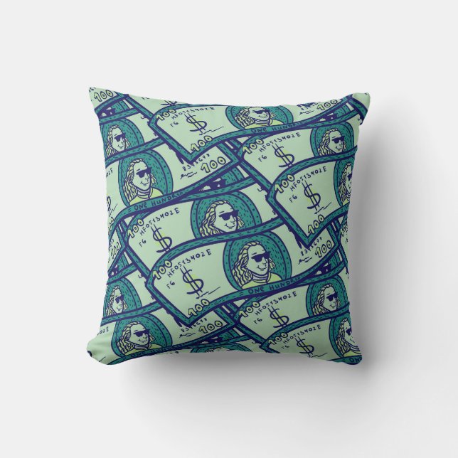 Coussin Billets de dollar : motif d'argent continu (Recto)