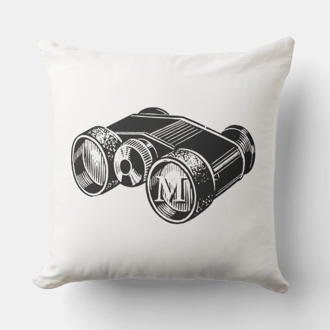 Coussin Binoculars Vintage Illustration Monogramme O Couss (Recto)