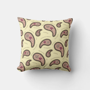 Coussin Biologie des paramécies paisley Science Jaune