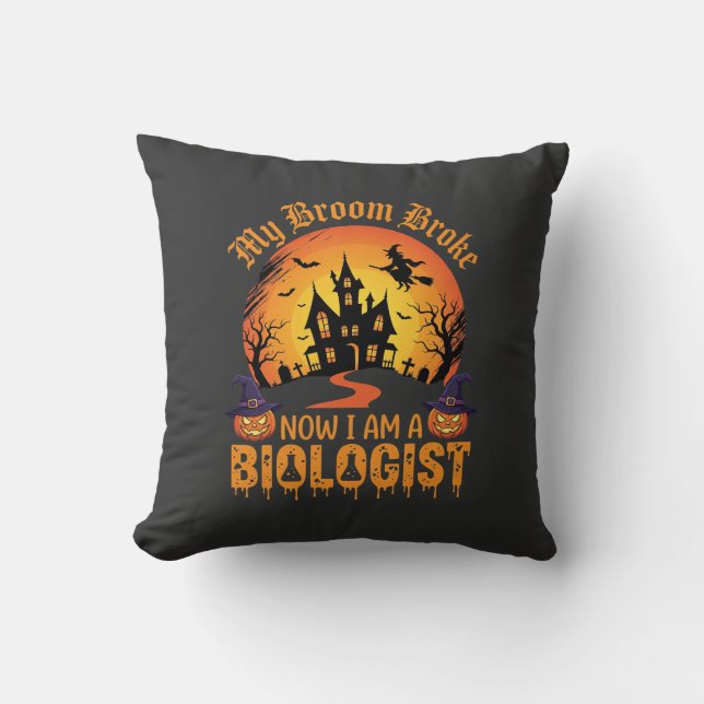 Coussin Biologiste d'Halloween Sorcière Maison Hantée Citr (Recto)