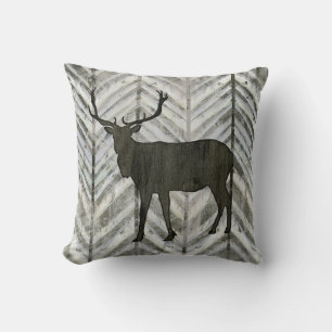 Coussin Birch Forest Lodge Elk w Antler Chevron rayé