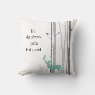 Coussin Birch Trees Deer Citation inspirante