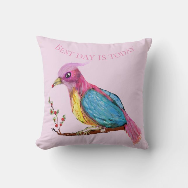 Coussin Bird of Paradise | Best Day Is Today  Throw Pillow (Recto)