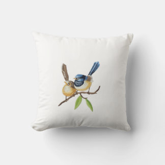 Coussin Bird throw pillows imitating embroidery effects