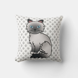 Coussin Birman / Ragdoll Point Bleu Chat & Pattes Mignon