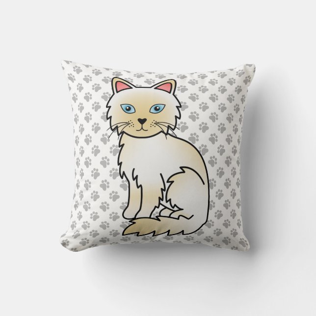 Coussin Birman / Ragdoll Point crème Chat & Pattes Mignonn (Recto)