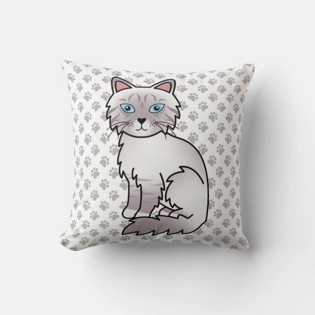Coussin Birman / Ragdoll Tabby Point Lilac Mignon Chat & P (Recto)