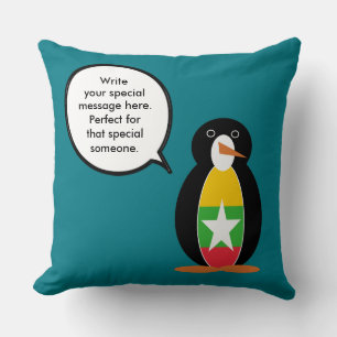 Coussin Birmanie Myanmar Parler de Mme Penguin Personnalis