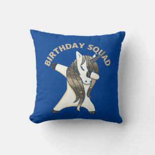 Coussin BIRTHDAY SQUAD drôle licorne cadeau d'anniversaire