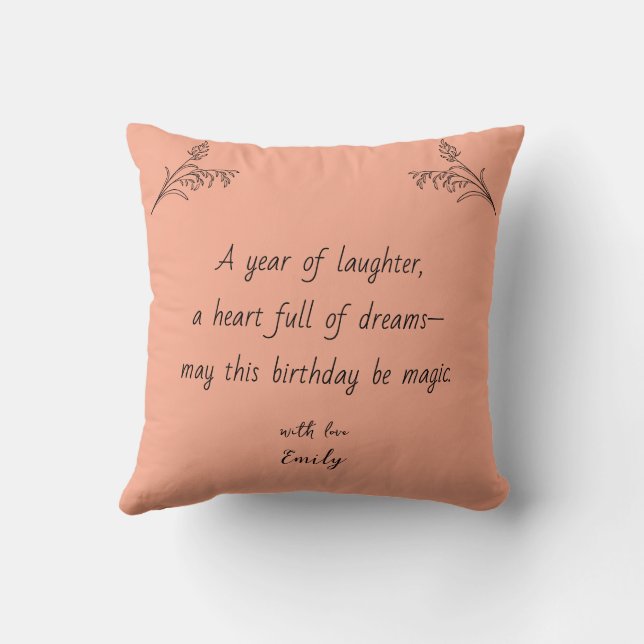 Coussin Birthday Throw Pillow with Photo & Message (Verso)