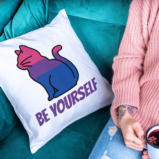 Coussin Bisexual Pride Chat - Soyez vous-même (Créateur téléchargé)