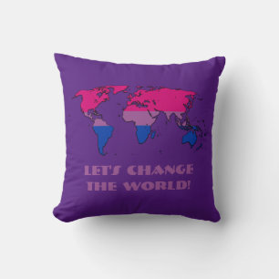 Coussin Bisexualité Carte de Fierté du monde Jeu d'oreille
