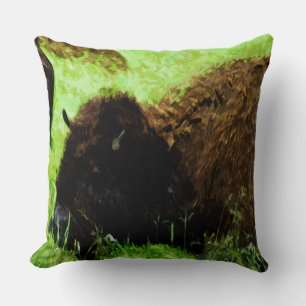 Coussin Bison américain sauvage Impressionnisme Abstrait