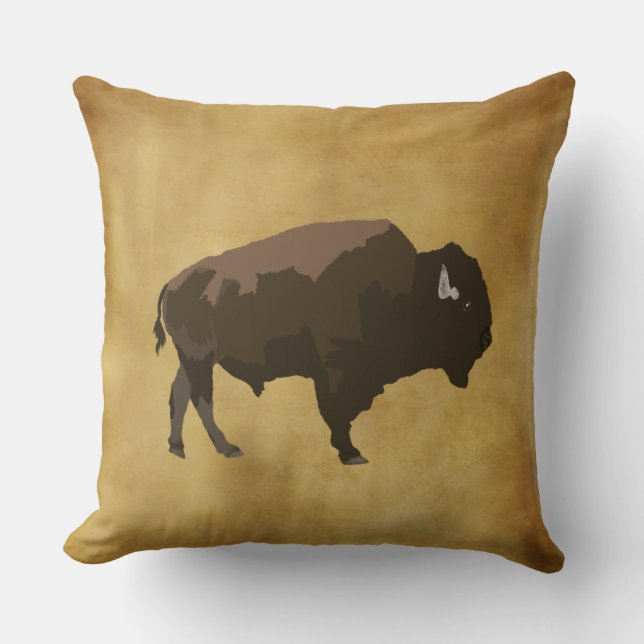 Coussin Bison | Buffle américain puissant | Dessin Tatanka (Recto)