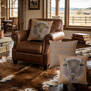 Coussin Bison des plaines de l'Ouest rustique