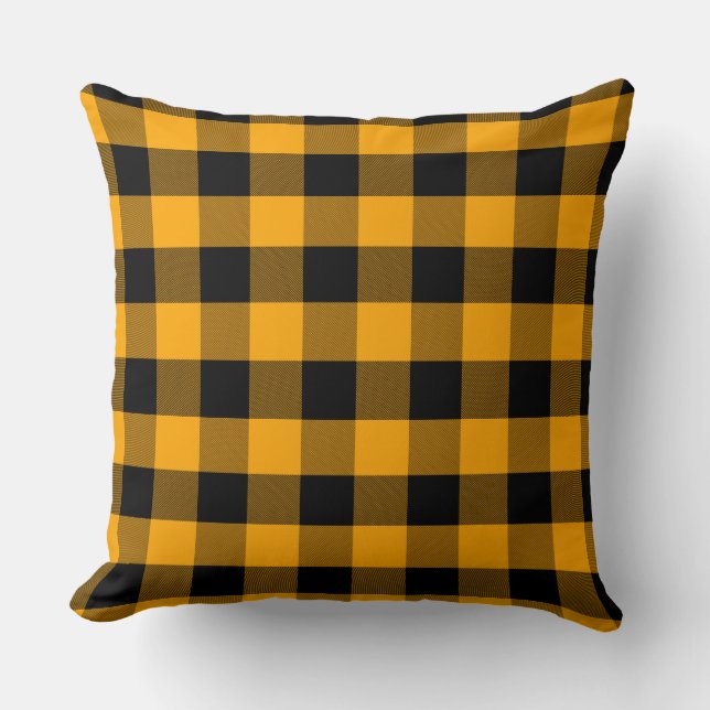 Coussin Bison noir et jaune Plaid Motif Pill (Recto)