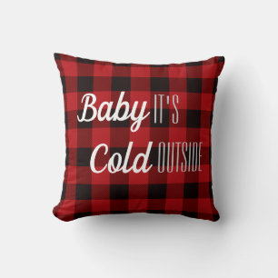 Coussin Bison rouge d'hiver plaid bébé il fait froid dehor