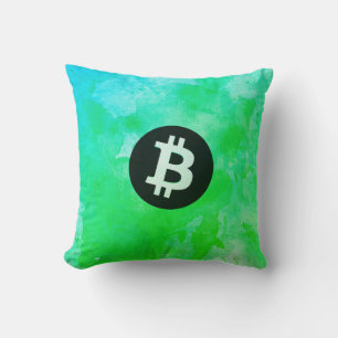 Coussin Bitcoin Aquarelle (Style $ - Green Day)
