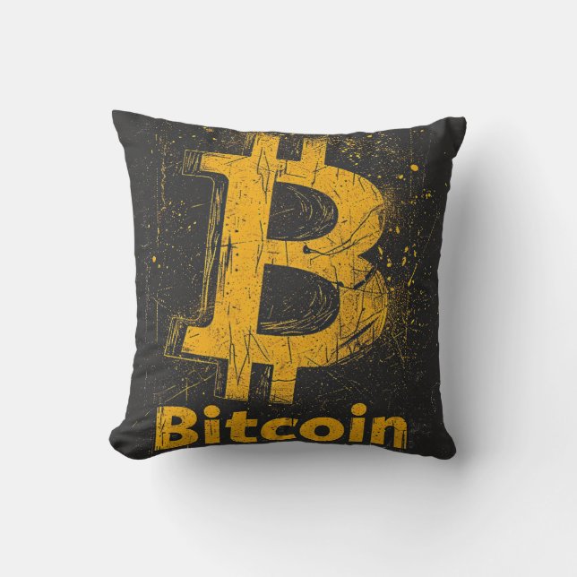 Coussin Bitcoin décor de Grunge (Recto)