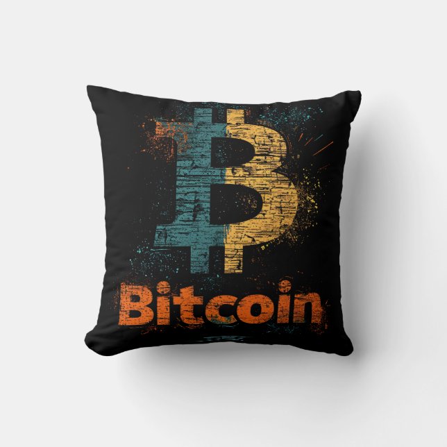 Coussin Bitcoin décor de Grunge (Recto)