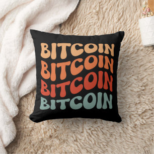 Coussin Bitcoin Wavy Text Style Crypto Typographie Design