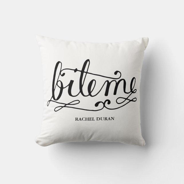 coussin biteme calligraphie (Recto)