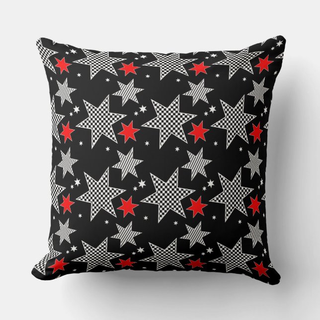 Coussin Black À damiers Stars (Recto)