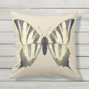 Coussin Black and Beige Butterfly Pillow Almofada