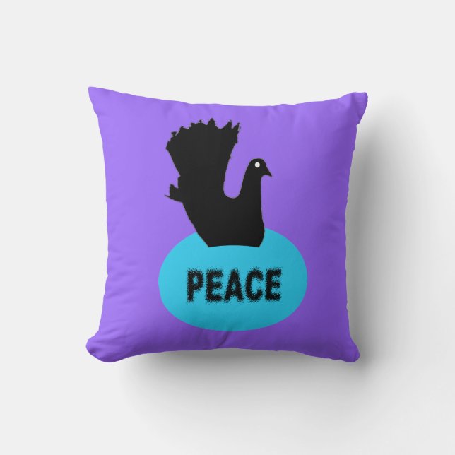 Coussin Black and Blue Peace Dove (Recto)