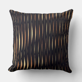 Coussin Black and Orange Stripe Abstract Throw Pillow 