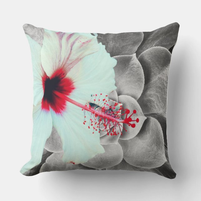 Coussin Black and Red Hibiscus Wall Art Print  (Recto)