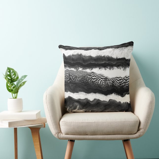 Coussin Black and White Abstrait Illusion Art Throw (Chaise)