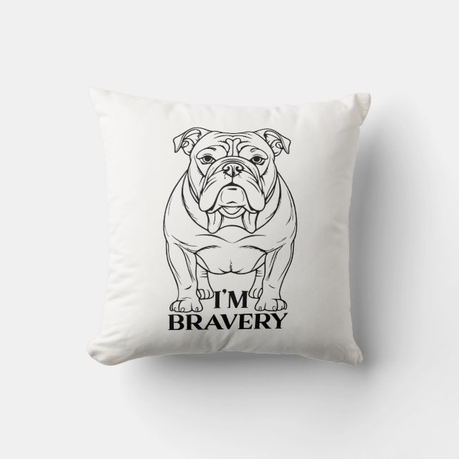 Coussin Black and White Bulldog Serious Expression (Recto)