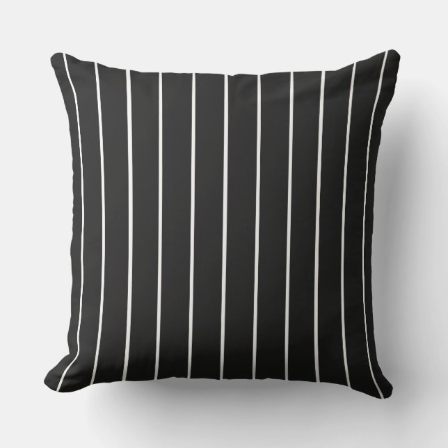 Coussin Black and White Contemporary Monochrome Pinstripe  (Recto)
