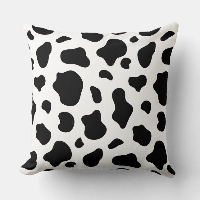 Coussin Black and White Cow Print Pillow Decorative Farmho (Recto)