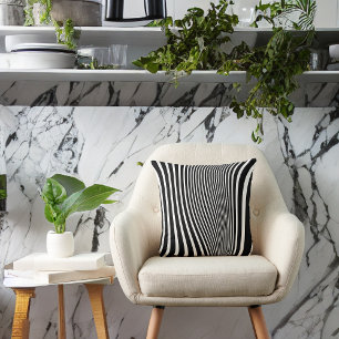 Coussin Black and White et Curvy Faux Zebra Print