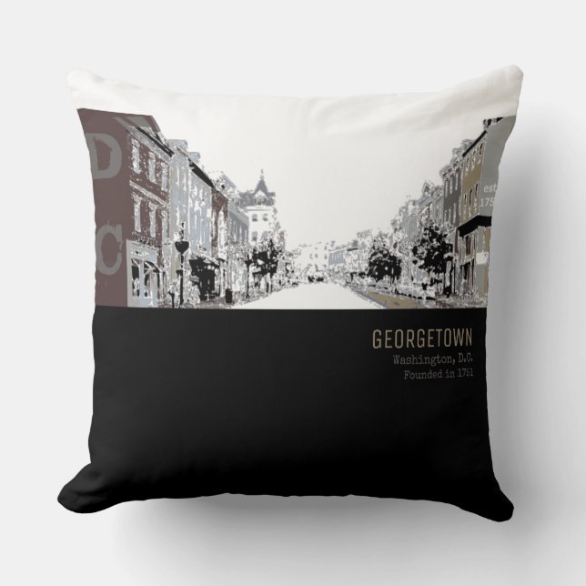 Coussin Black and White Georgetown Washington DC (Recto)
